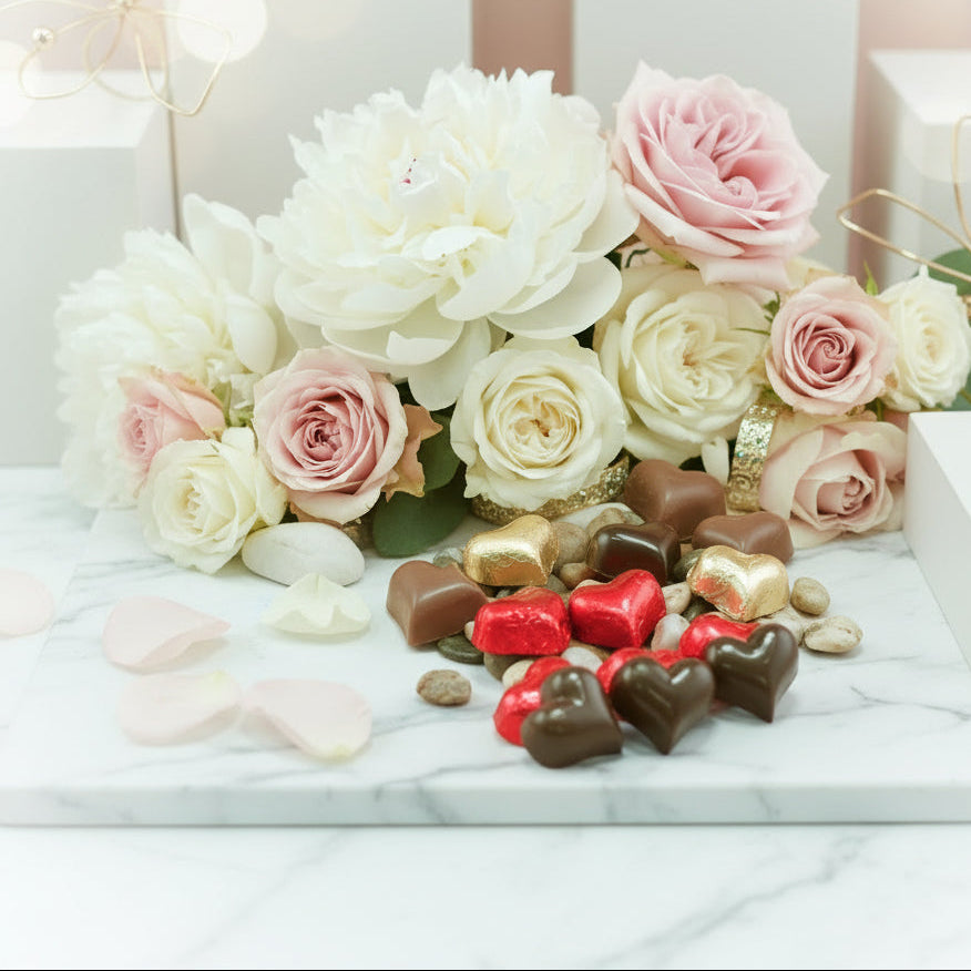 Shiny Gold Foil Chocolate Hearts