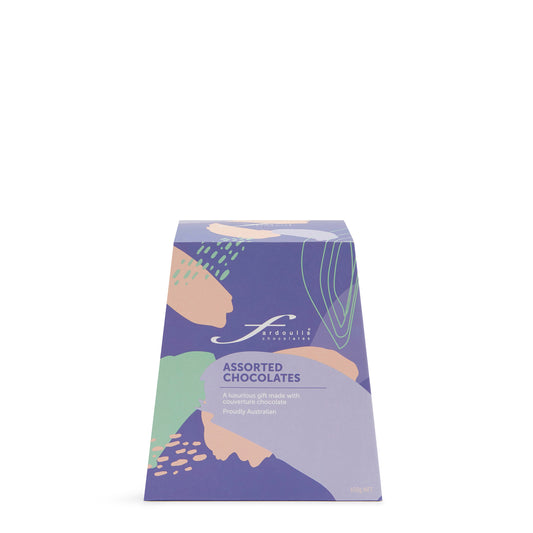 Art Deco Mauve Box 150g – luxury gourmet chocolate gift box