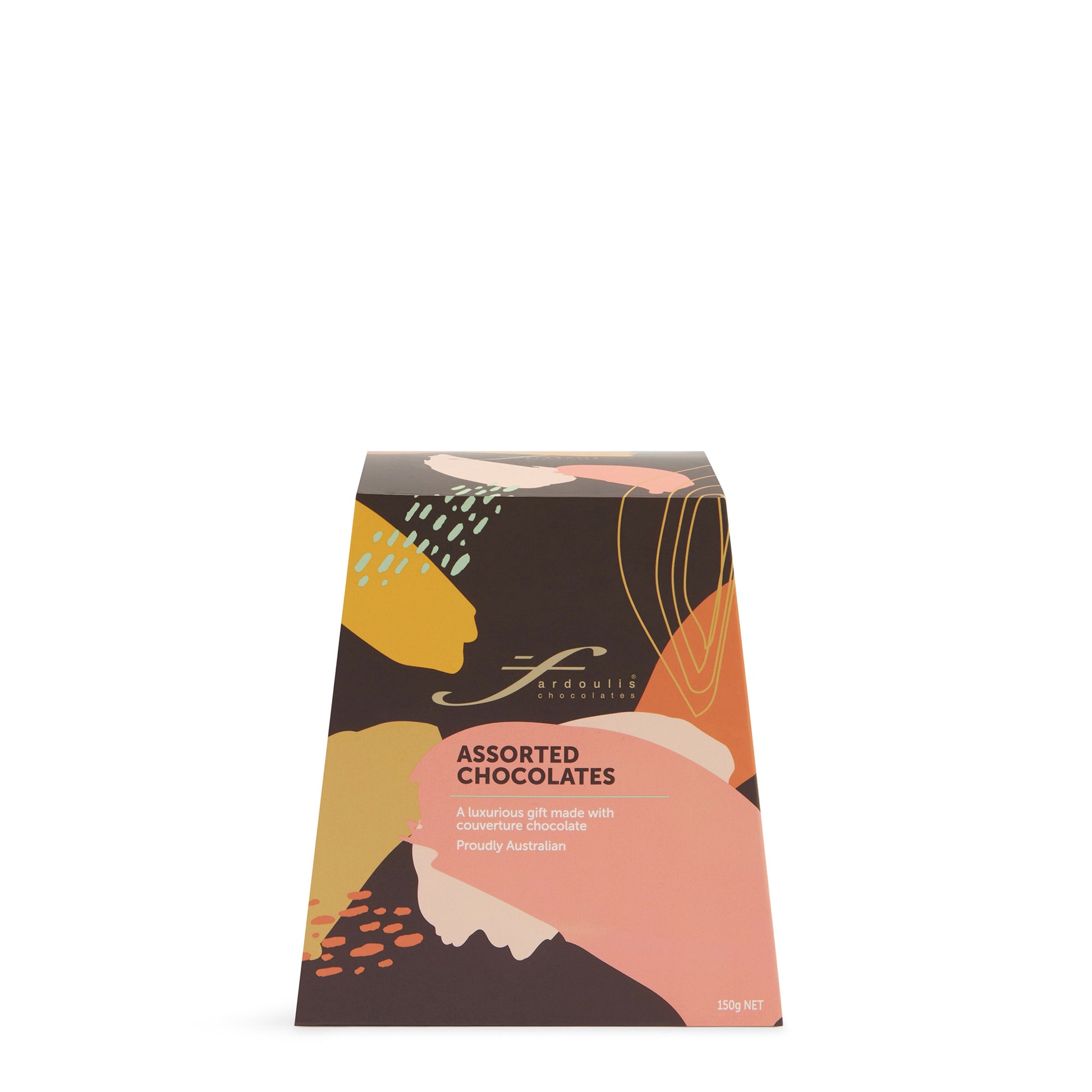 Art Deco Peaches Box 150g – premium artisan chocolate with peach flavour