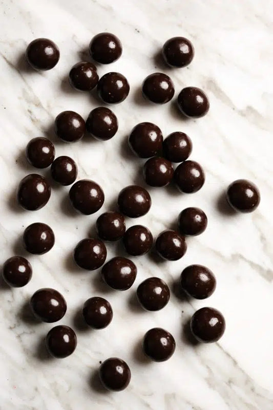 Dark chocolate coated ginger – rich dark chocolate with warming ginger