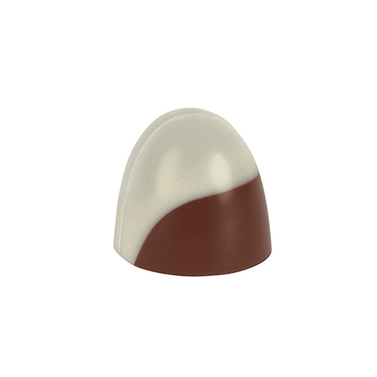“Handcrafted milk chocolate dome with smooth caramel filling.”