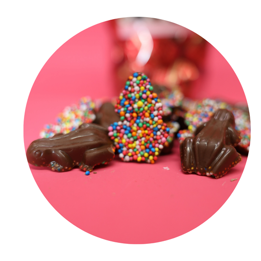 Handcrafted milk chocolate frog speckles gourmet confectionery