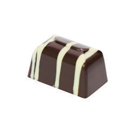 Handmade dark chocolate with strawberry creme filling, artisan chocolate