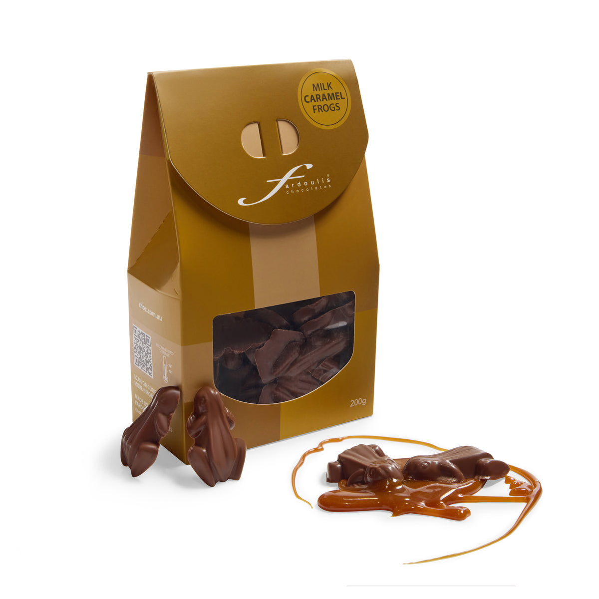 Enjoy Popart frogs with smooth caramel filling wrapped in milk chocolate. A playful treat for anyone who loves the classic caramel and chocolate combination.