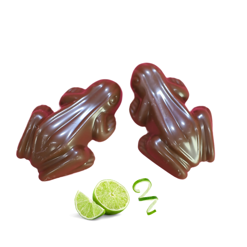 Shop milk chocolate lime crème filled  frogs in 250 g, 500 g or 1 kg sizes. Smooth milk chocolate with a zesty lime crème centre from Fardoulis Chocolates.
