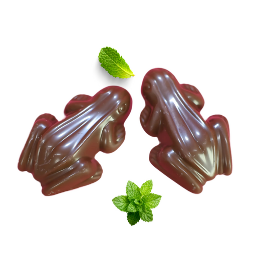 Milk chocolate frogs with mint filling – classic novelty chocolate treat