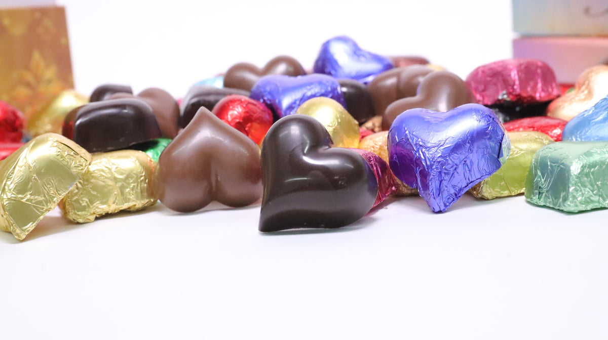 Assorted Colours  Foil Chocolate Hearts
