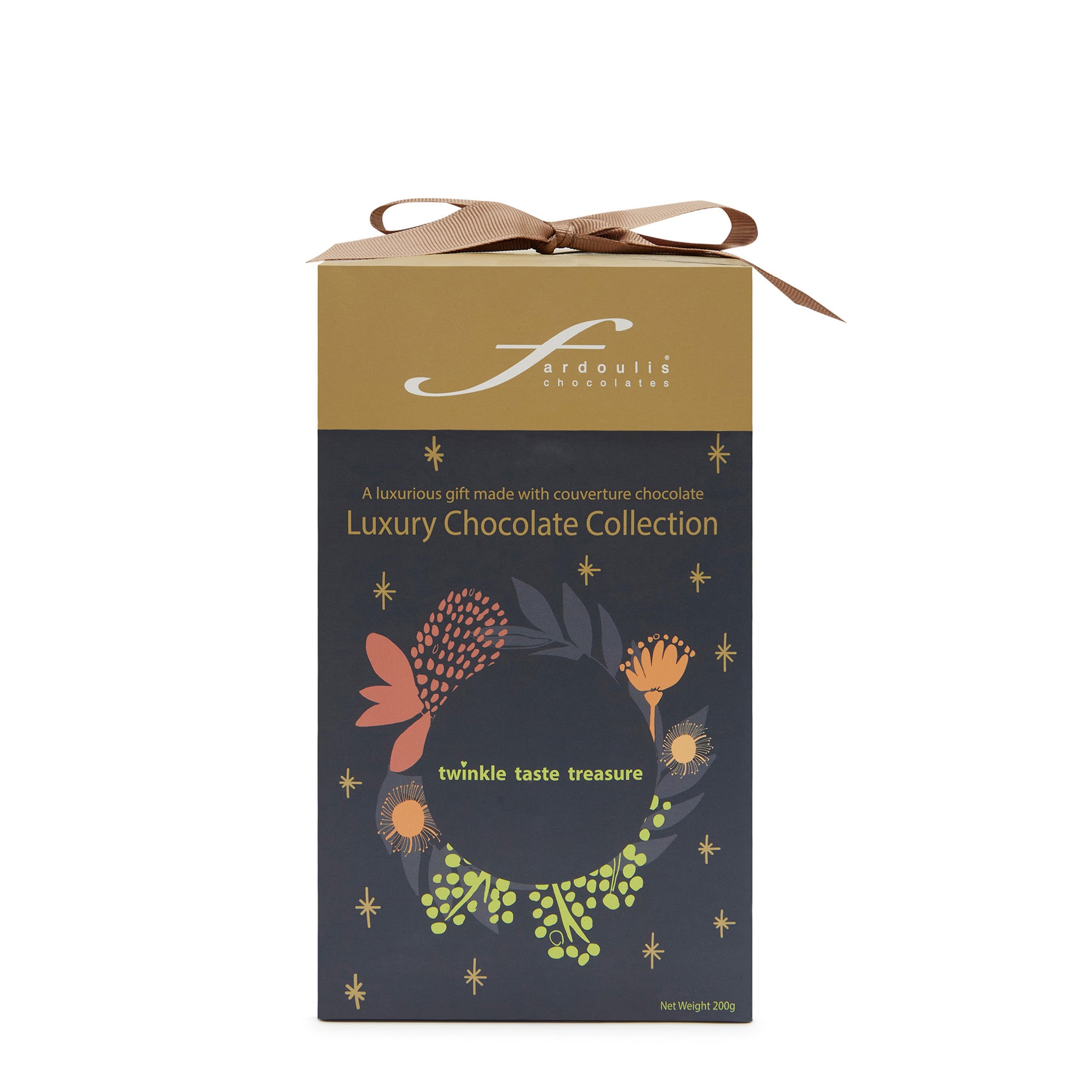 Christmas Botanical Teal Box 200G premium festive chocolate gift box