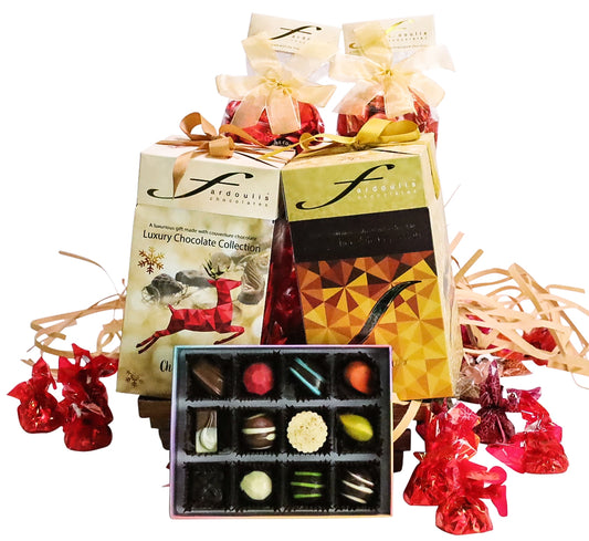 Christmas Reindeer Hamper – luxury festive chocolate gift basket with reindeer theme