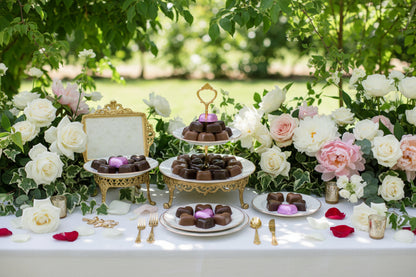 Garden wedding theme with fardoulis chocolates hearts in Australia 